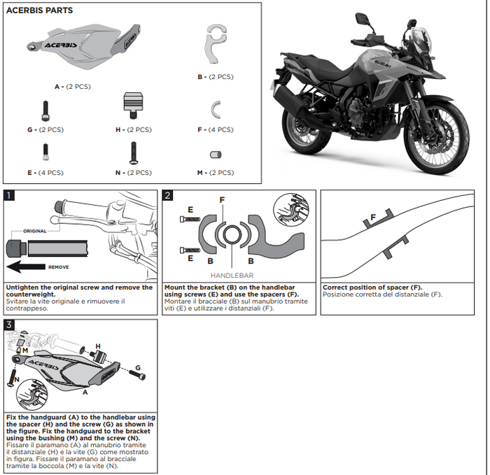 Handbary X-FACTORY pasują do SUZUKI V-STROM 800 DE