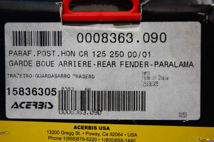 NEW rear fender Kotflügel Acerbis Honda CR 125-250 2000-2001