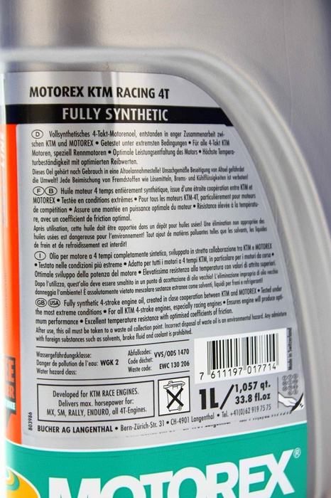 Motorex Racing 4T 20W/60 1L Motoröl Recomended by Renn Hochleistungsöl