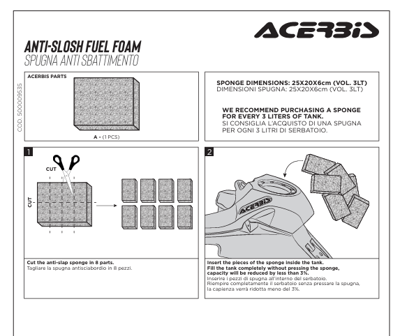 Acerbis gąbka anty-chlapaniu paliwa