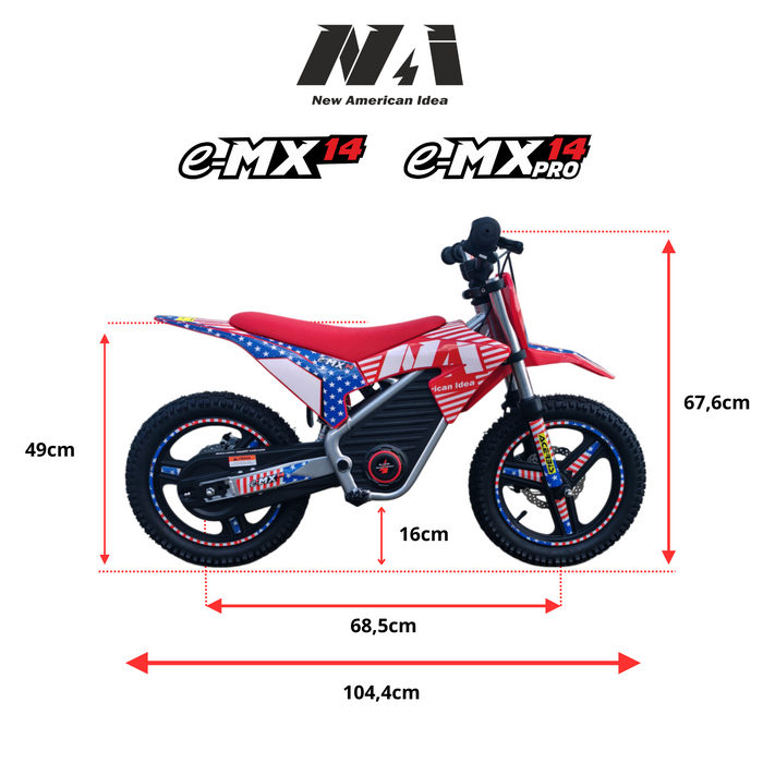NAI e-MX 14 PRO Elektro-Motocross-Bike für Kinder