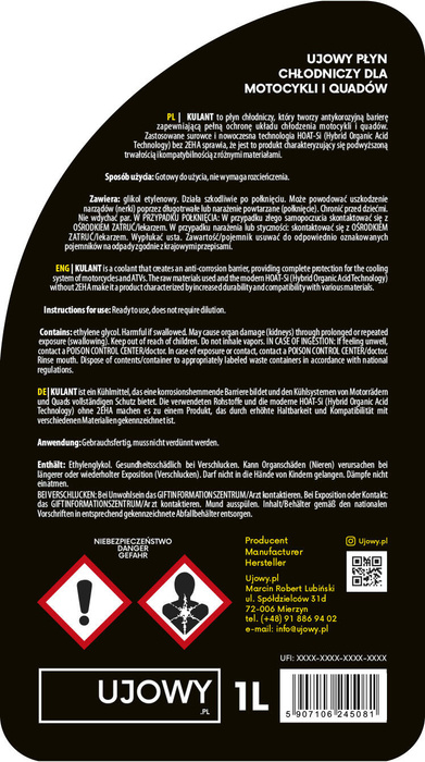 Ujowy Kühlerflüssigkeit KULANT 1L KÜHLMITTEL 
