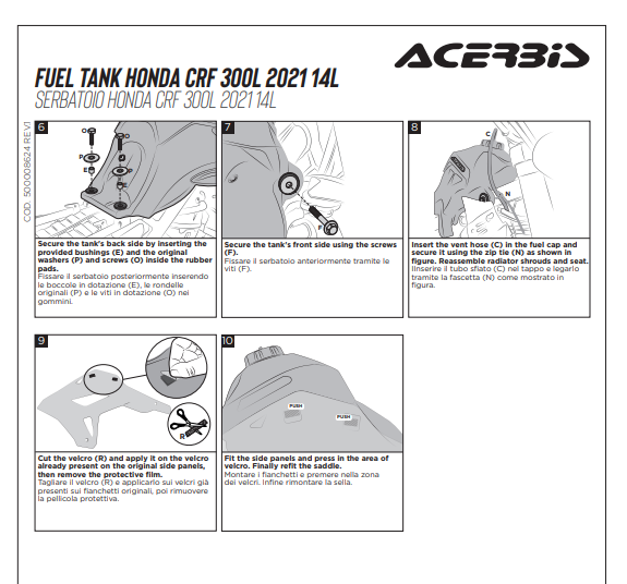 Acerbis Tank passend bei Honda CRF 300L 14 Liter Motorrad motocross enduro