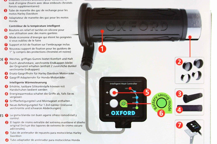 Heizgriffe Oxford Premium Cruiser Choper Hot grips BEHEIZTE GRIFFE Heated grips