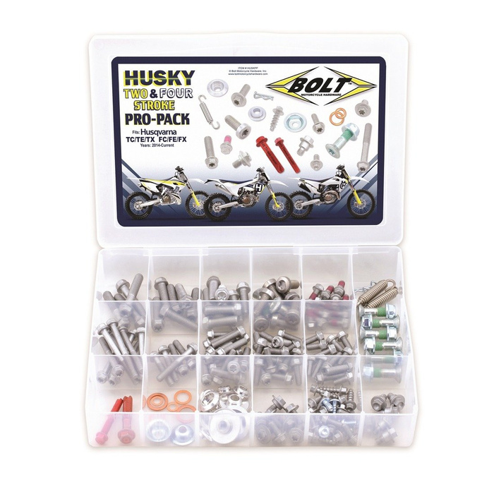 BOLT USA zestaw śrub Pro Pack pasuje do Husky 2T, 4T Husqvarna TC/TE/TX FC/FE/FX