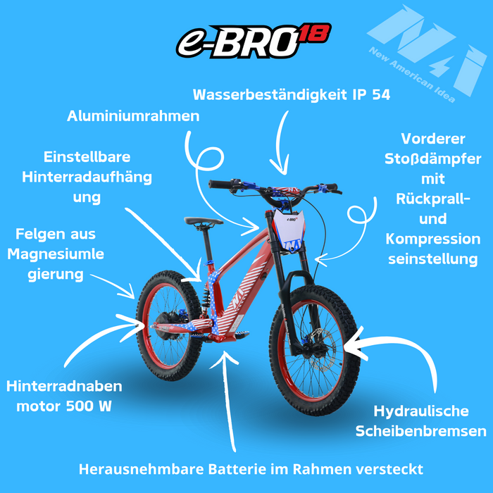 NAI e-BRO 18 Elektromotorrad für Kinder Modell 2025