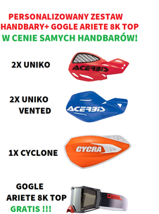 PERSONALIZOWANY Zestaw Handbarów UNIKO + UNIKO VENTED + CYCLONE + GOGLE ARIETE GRATIS